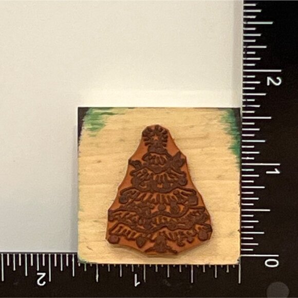 Vintage Hero Arts C161 Small Christmas Tree Rubber Stamp 1990 WOOD MOUNTED - Picture 2 of 6